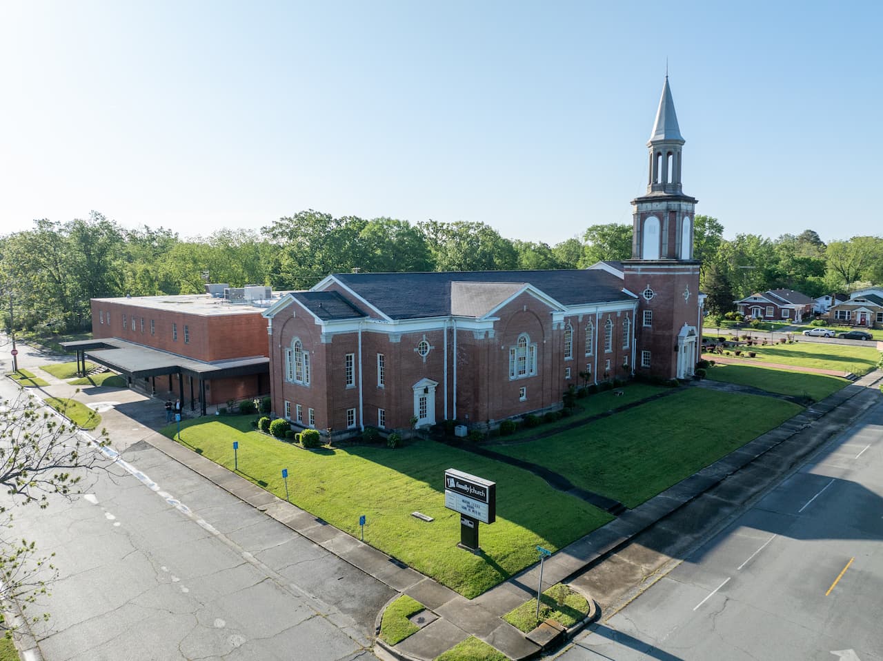 aerial view of Family Church Pine Bluff exterior