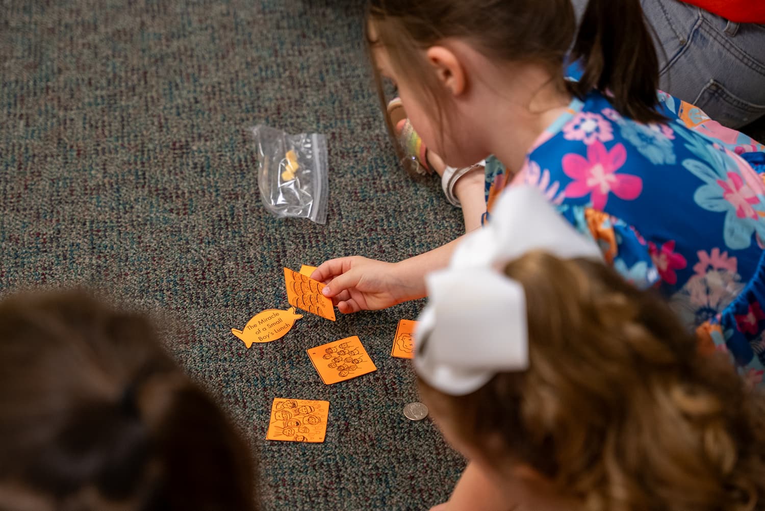 girl playing matching game